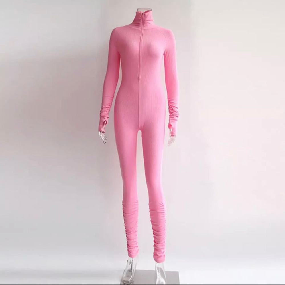 Rib Collar Jumpsuit